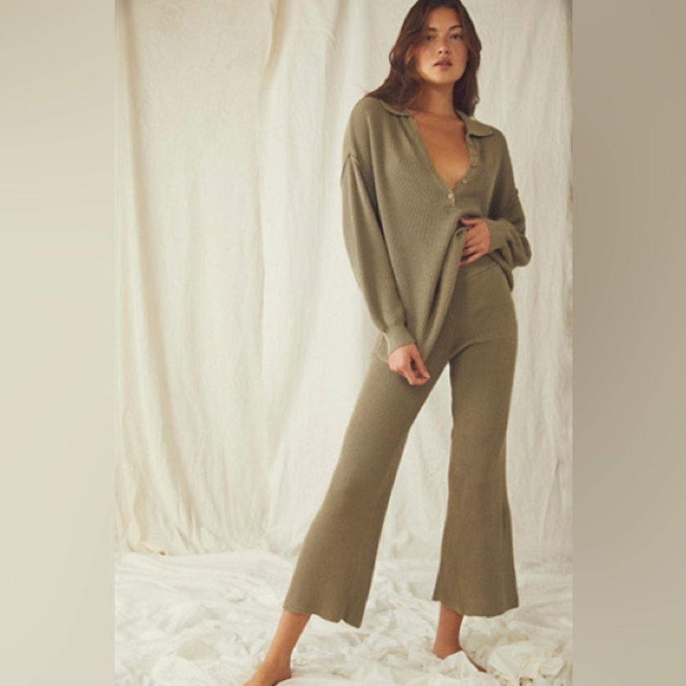 Free people sweater set. Collared sweater with matching knit pants